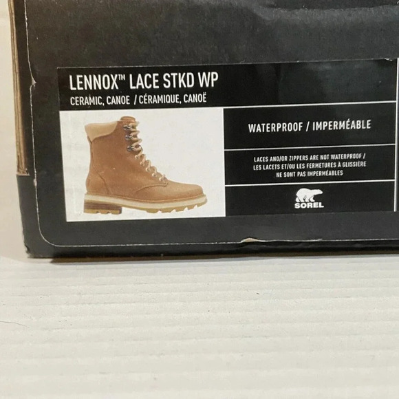 Sorel Women's Lennox Lace STKD Waterproof Boots Ceramic/Canoe Hiking Commuting - Picture 2 of 12